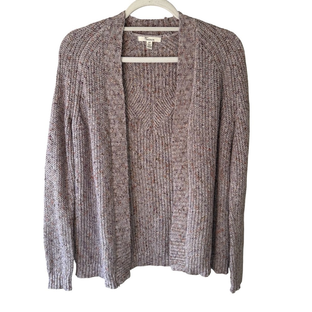89th & Madison Marled Purple Grey Open Cardigan Sweater Size S Cozy Casual Knit